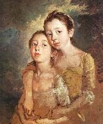GAINSBOROUGH, Thomas The Artist-s Daughters with a Cat oil painting artist